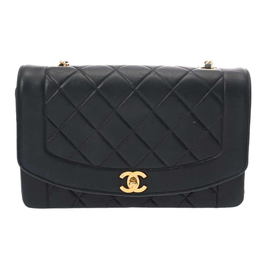 CHANEL CHAINSHOULDER DIANA LAMBSKIN NAVY SHOULDER BAG (1 of 6)