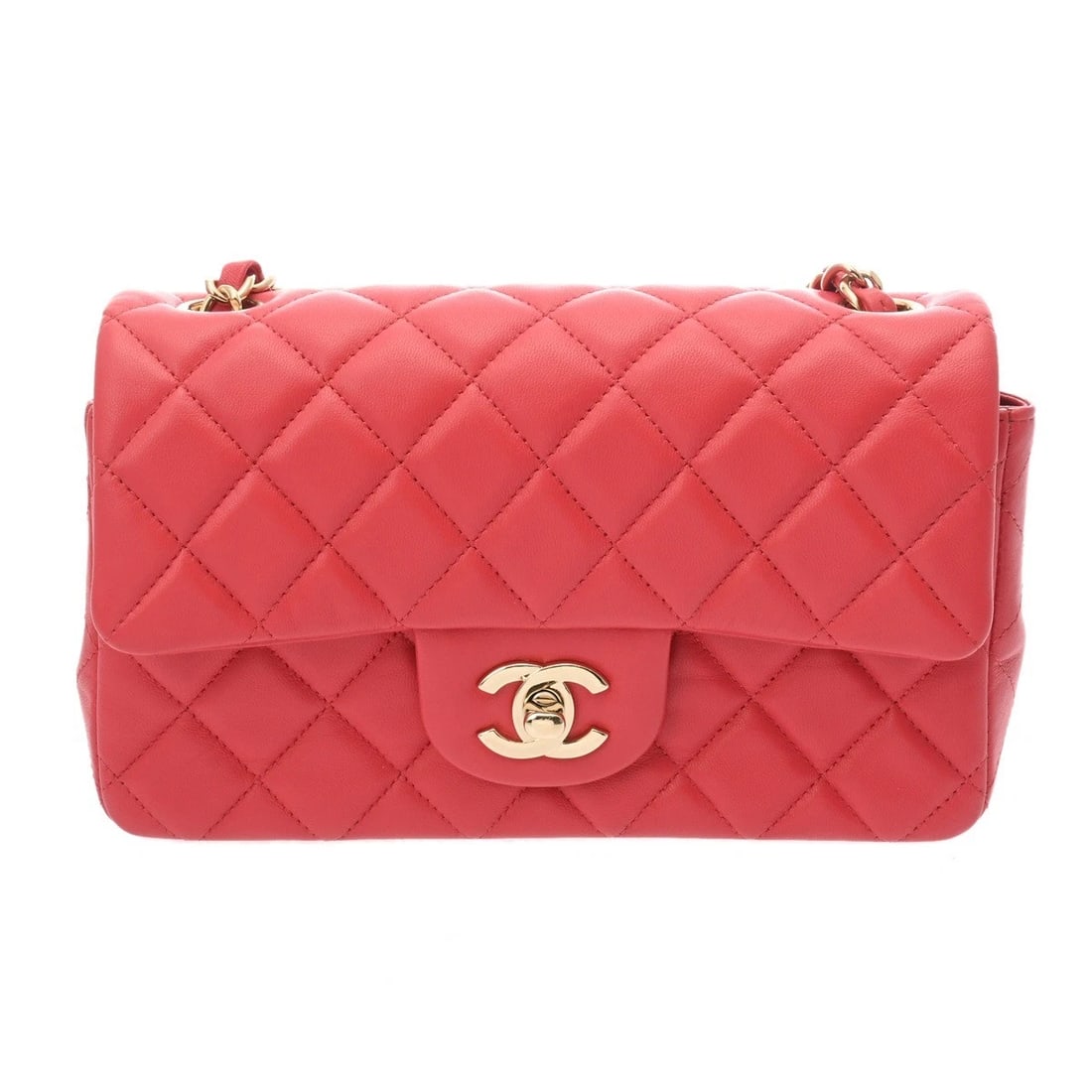 CHANEL MINI CLASSIC HANDBAG MATRASSE LAMBSKIN RED (1 of 6)