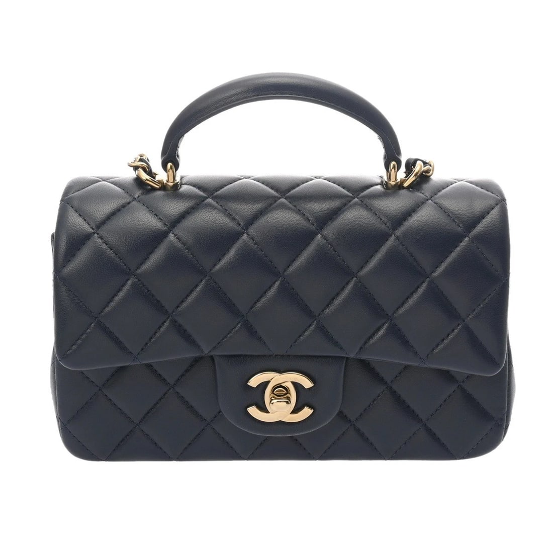 CHANEL TOP HANDLE MINI CLASSIC HANDBAG MATRASSE LAMBSKIN (1 of 6)