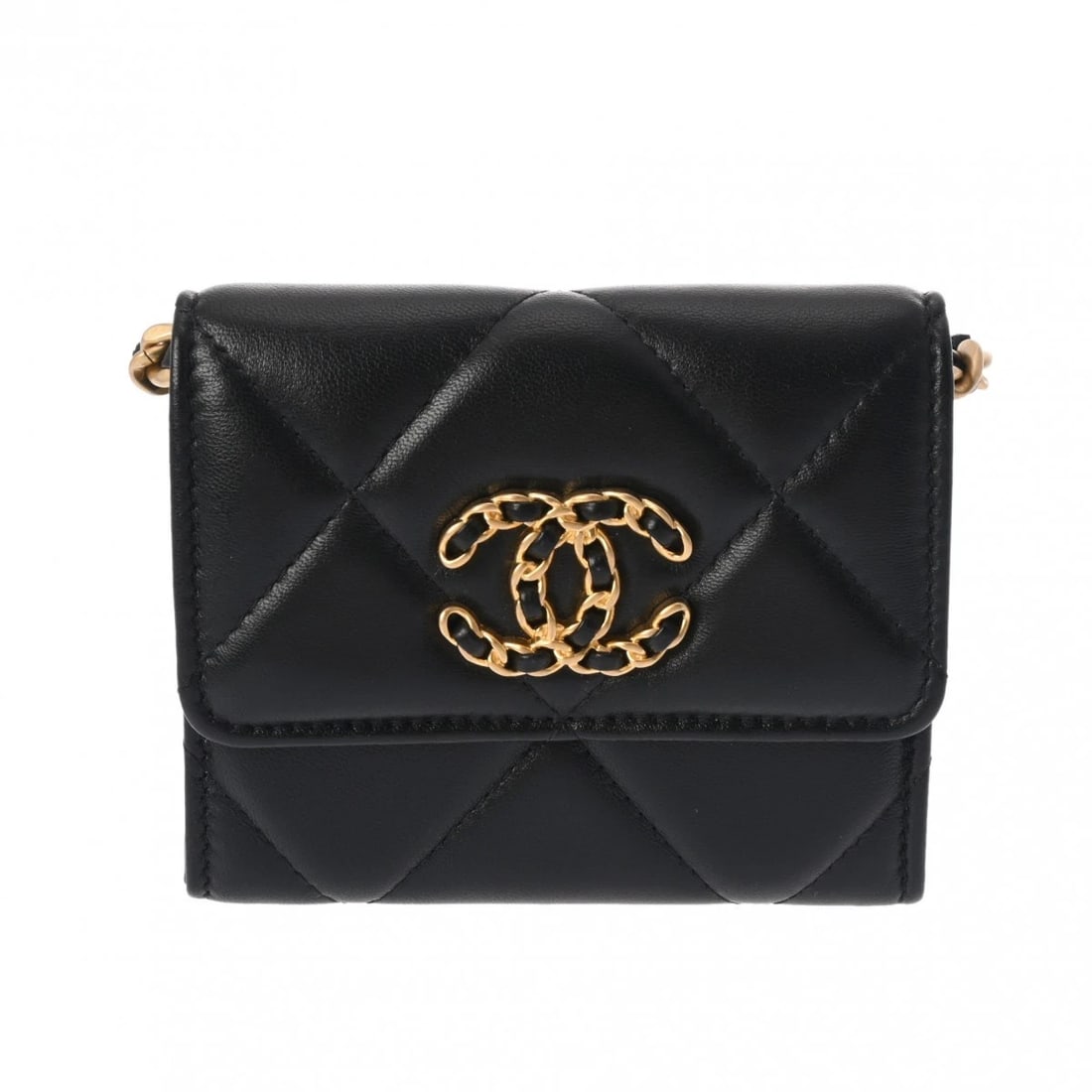 CHANEL CHAIN COIN PURSE MATRASSE LAMBSKIN: CHANEL Chain coin purse Matrasse lambskin Brand: CHANEL Type/Style: Coin case Material: lambskin Color: black ? Gold / Silver Metal Size: H:about 3.5inch W:about 4.3inch D:about 1.2inch Accessories: