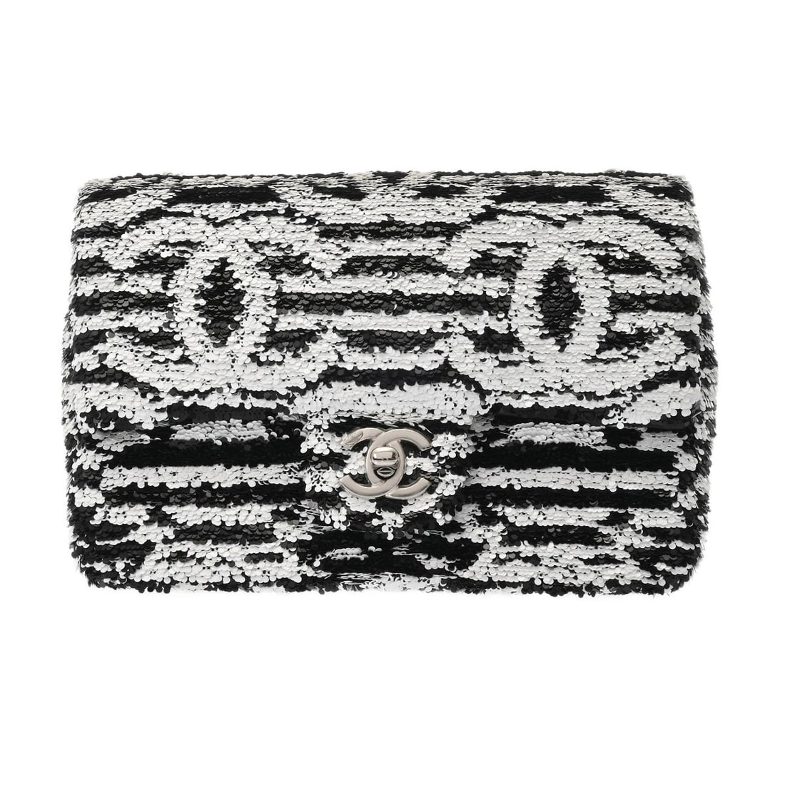 CHANEL SMALL FLAP BAG MATRASSE BLACK WHITE SHOULDER BAG (1 of 6)