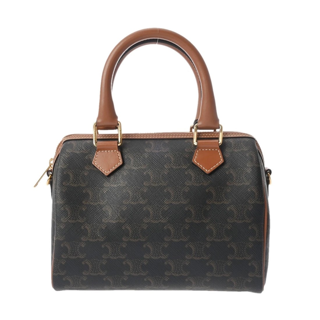 CELINE SMALL BOSTON .TRIOMPHE CANVAS/CALF TAN HANDBAG: CELINE Small Boston .triomphe canvas/calf Tan Handbag Brand: CELINE Type/Style: Handbag Material: triomphe canvas/calf Color: Tan ? Gold Metal Size: H:about 5.9inch W:about 7.9inch D:about 3.9inch