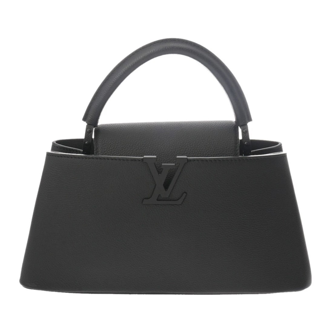 LOUIS VUITTON CAPUCINES MM 2WAY ALL BLACK HANDBAG: LOUIS VUITTON Capucines MM 2WAY All black Handbag Brand: LOUIS VUITTON Type/Style: Handbag Material: Matte Taurillon leather Color: All black ? Black Metal Size: H:about 7.9inch W:about 12.2inch (Bott