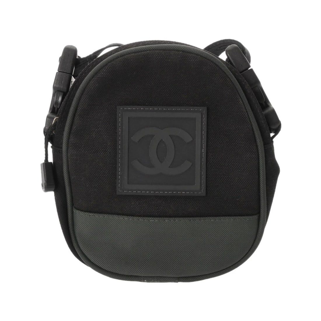 CHANEL SHOULDER BAG SPORTS NYLON SHOULDER BAG: CHANEL Shoulder Bag Sports Nylon Shoulder Bag Brand: CHANEL Type/Style: Shoulder Bag Material: Nylon Color: Black / khaki ? SilverMetal Size: H:about 6.3inch (Center) W:about 5.5inch (maximum)
