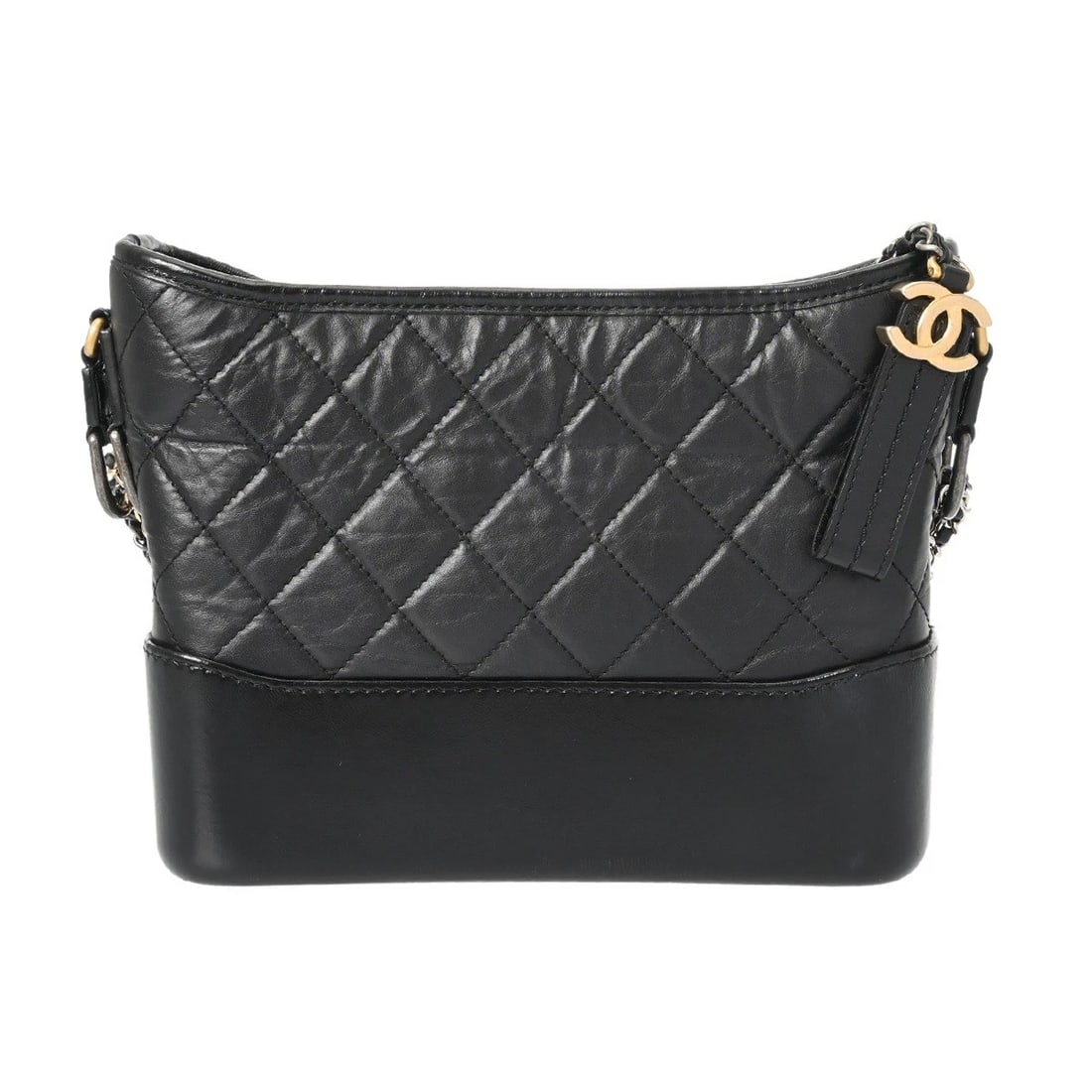 CHANEL MEDIUM HOBO BAG GABRIEL SHOULDER BAG: CHANEL Medium Hobo Bag Gabriel Shoulder Bag Brand: CHANEL Type/Style: Shoulder Bag Material: Aged calfskin Color: black ? Gold / Silver Metal Size: H:about 8.5inch W:about 9.8inch (Bottom) D:about 3.0