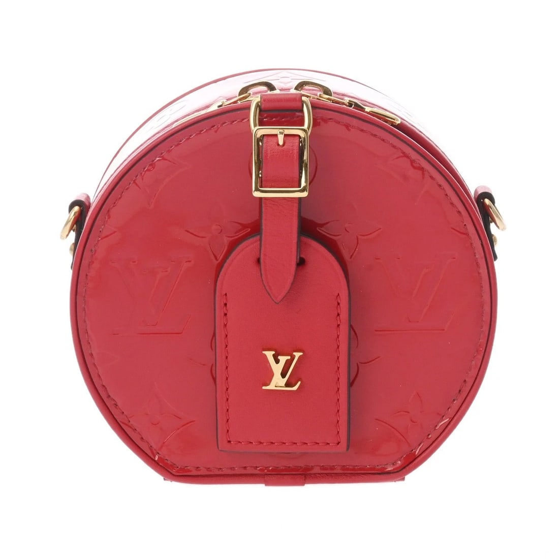 LOUIS VUITTON MINI BOITE MONOGRAM SHOULDER BAG: LOUIS VUITTON Mini Boite Monogram Shoulder Bag Brand: LOUIS VUITTON Type/Style: Shoulder Bag Material: Monogram Vernis Color: Rouge Size: H:about 4.7inch (Center) W:about 5.1inch (maximum) D:about 2.4