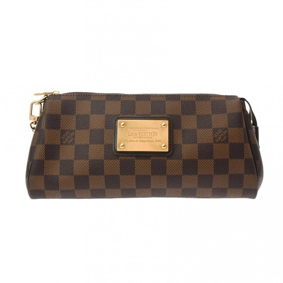 LOUIS VUITTON EVA DAMIER CANVAS BROWN SHOULDER BAG: LOUIS VUITTON Eva Damier canvas Brown Shoulder Bag Brand: LOUIS VUITTON Type/Style: Shoulder Bag Material: Damier canvas Color: Brown ? Gold Metal Size: H:about 4.7inch W:about 9.8inch (Bottom)