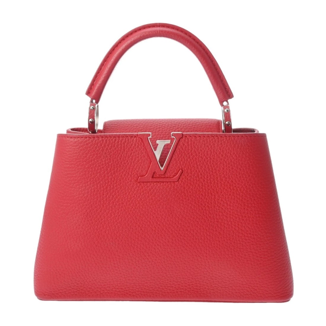 LOUIS VUITTON CAPUCINES BB 2WAY RUBY HANDBAG: LOUIS VUITTON Capucines BB 2WAY Ruby Handbag Brand: LOUIS VUITTON Type/Style: Handbag Material: Taurillon Leather Color: Ruby Size: H:about 6.9inch (Center) W:about 10.6inch (Bottom) D:about 3.5inch