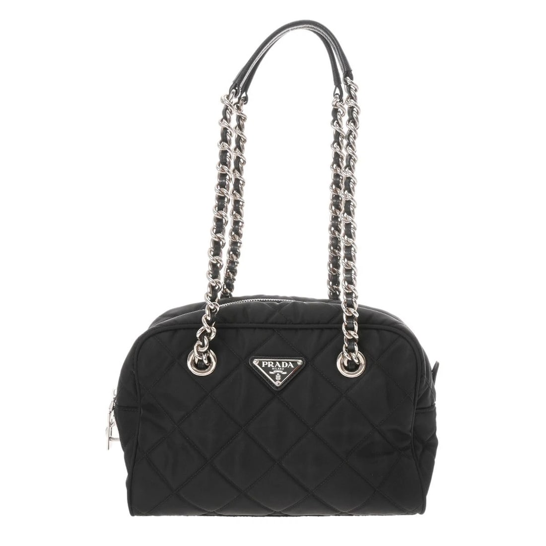 PRADA 2WAYCHAIN HANDBAG NYLON BLACK HANDBAG (1 of 6)