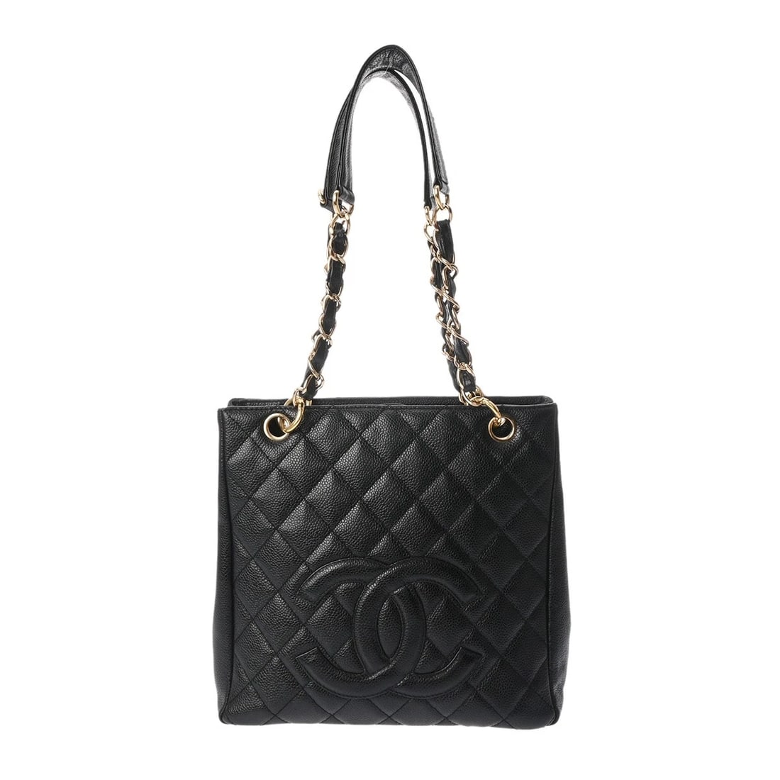 CHANEL PST MATRASSE CAVIARSKIN BLACK TOTE BAG: CHANEL PST Matrasse Caviarskin black Tote Bag Brand: CHANEL Type/Style: Tote Bag Material: Caviarskin Color: black ? Gold Metal Size: H:about 9.4inch W:about 9.8inch (maximum) D:about 3.3inch Acce