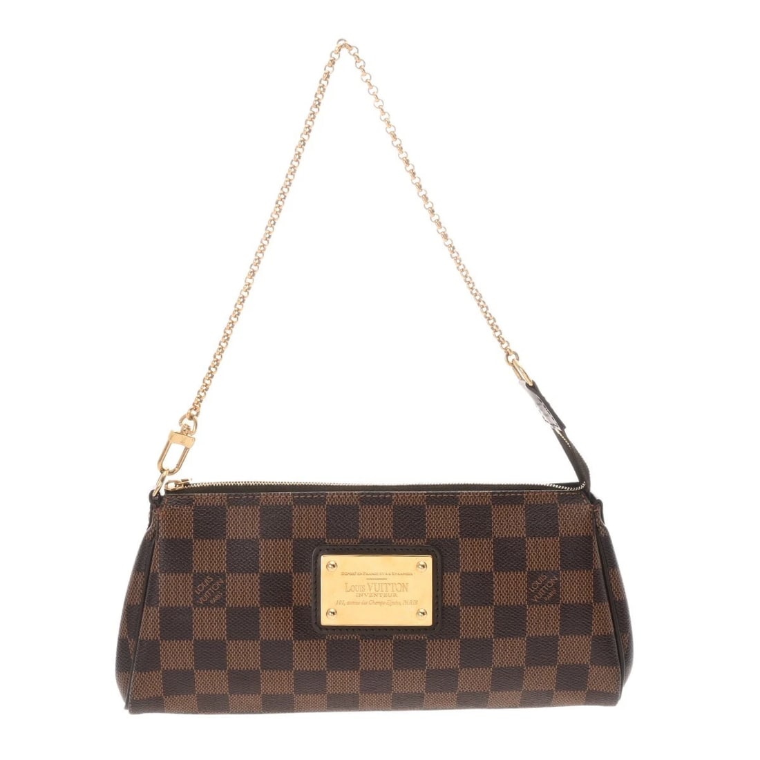 LOUIS VUITTON EVA DAMIER CANVAS BROWN 2WAY BAG: LOUIS VUITTON Eva Damier canvas Brown 2WAY bag Brand: LOUIS VUITTON Type/Style: 2WAY bag Material: Damier canvas Color: Brown Size: H:about 4.7inch W:about 9.8inch D:about 1.6inch Accessories: None