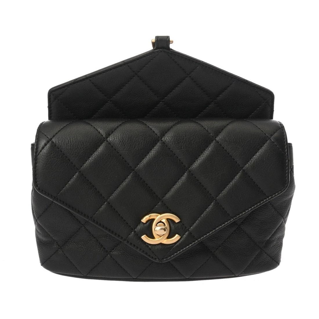 CHANEL CHAIN FLAP WAIST BAG LAMBSKIN BLACK WAIST BAG: CHANEL Chain flap waist bag lambskin black Waist bag Brand: CHANEL Type/Style: Waist bag Material: lambskin Color: black ? Gold Metal Size: H:about 6.7inch (Center) W:about 7.1inch D:about 2.0inch