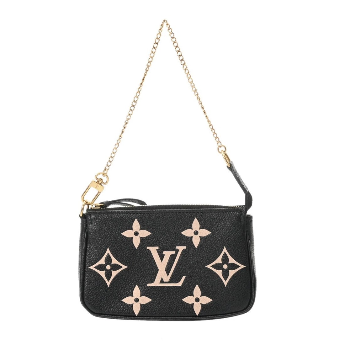 LOUIS VUITTON MINI POCHETTE ACCESSOIRES MONOGRAM EMPREINTE: LOUIS VUITTON Mini pochette Accessoires Monogram Empreinte Brand: LOUIS VUITTON Type/Style: Accessory pouch Material: leather Color: Black / beige ? Gold Metal Size: H:about 3.5inch W:about 5.9inch