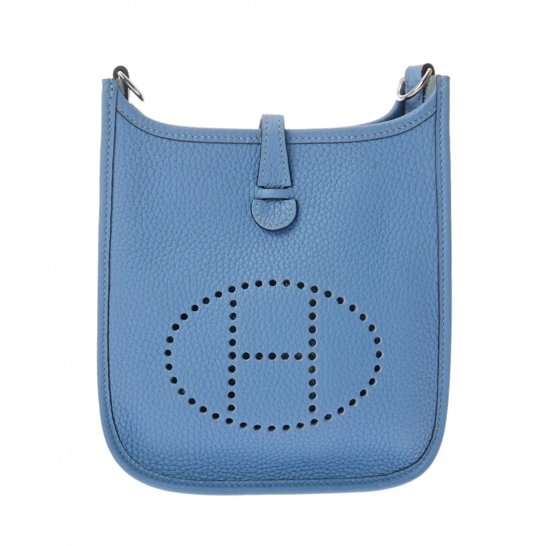 HERMES EVELYN TPM TAURILLON CLEMENCE BLUE PARADISE SHOULDER BAG: HERMES Evelyn TPM Taurillon Clemence Blue paradise Shoulder Bag Brand: HERMES Type/Style: Shoulder Bag Material: Taurillon Clemence Color: Blue paradise ? SilverMetal Size: H:about 7.1inch (Center) W: