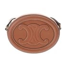 CELINE OVAL PERTH CUIL TRIOMPHE CALF TAN SHOULDER BAG: CELINE Oval Perth Cuil Triomphe calf Tan Shoulder Bag Brand: CELINE Type/Style: Shoulder Bag Material: calf Color: Tan ? Gold Metal Size: H:about 4.7inch (Center) W:about 6.3inch (maximum) D:about 1.8
