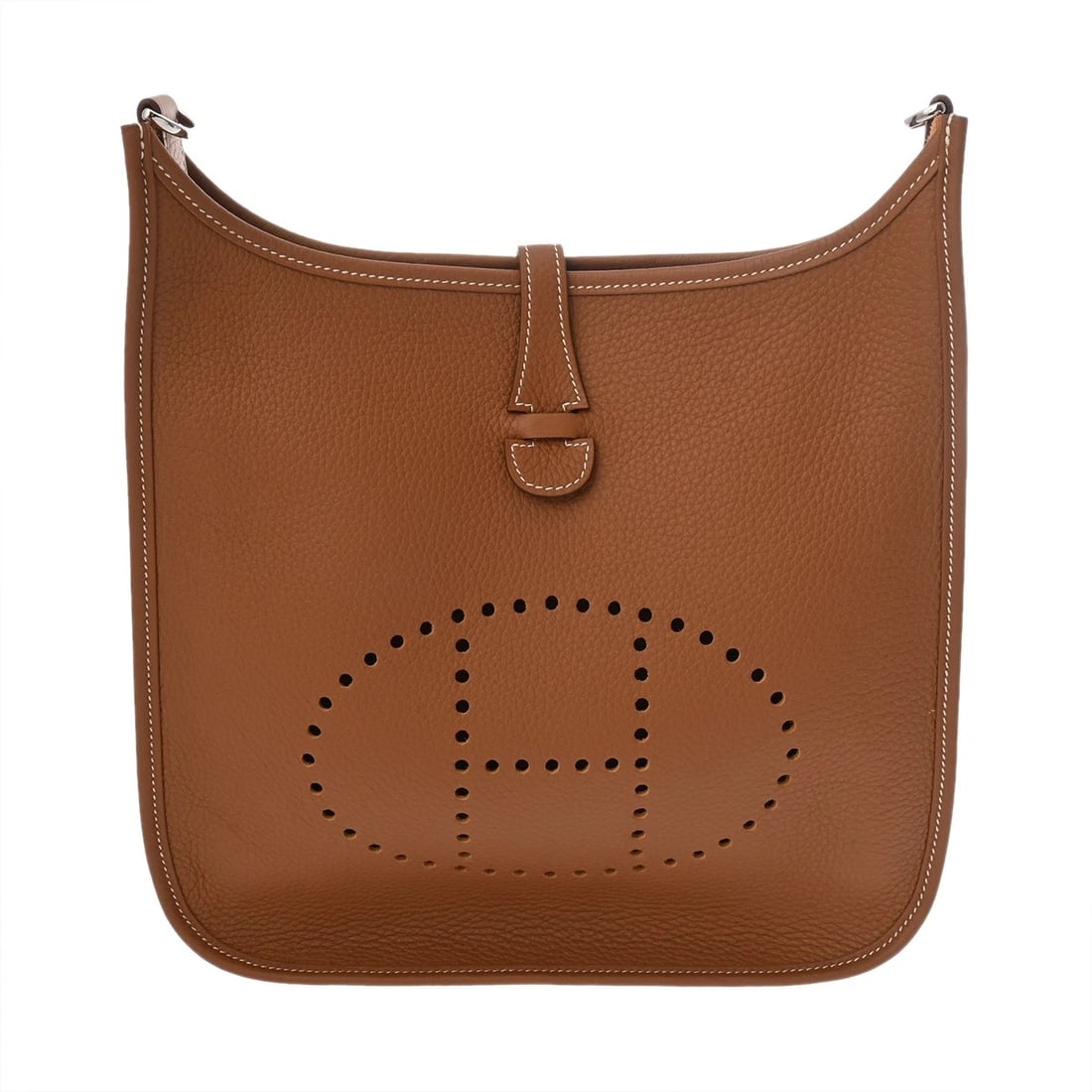HERMES EVELYN 3 PM TAURILLON CLEMENCE GOLD SHOULDER BAG: HERMES Evelyn 3 PM Taurillon Clemence gold Shoulder Bag Brand: HERMES Type/Style: Shoulder Bag Material: Taurillon Clemence Color: gold ? Gold Metal Size: H:about 11.0inch (Center) W:about 11.0inch D: