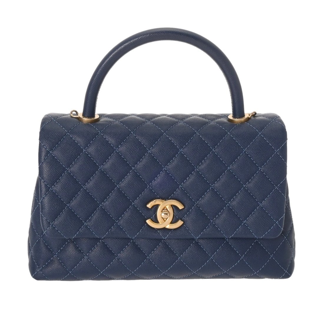 CHANEL COCO HANDLE S 2WAY CHAIN SHOULDER MATRASSE CAVIARSKIN: CHANEL Coco Handle S 2WAY Chain Shoulder Matrasse Caviarskin Brand: CHANEL Type/Style: Handbag Material: Caviarskin Color: blue ? Gold Metal Size: H:about 6.7inch W:about 11.0inch Bottom D:about 4.3in