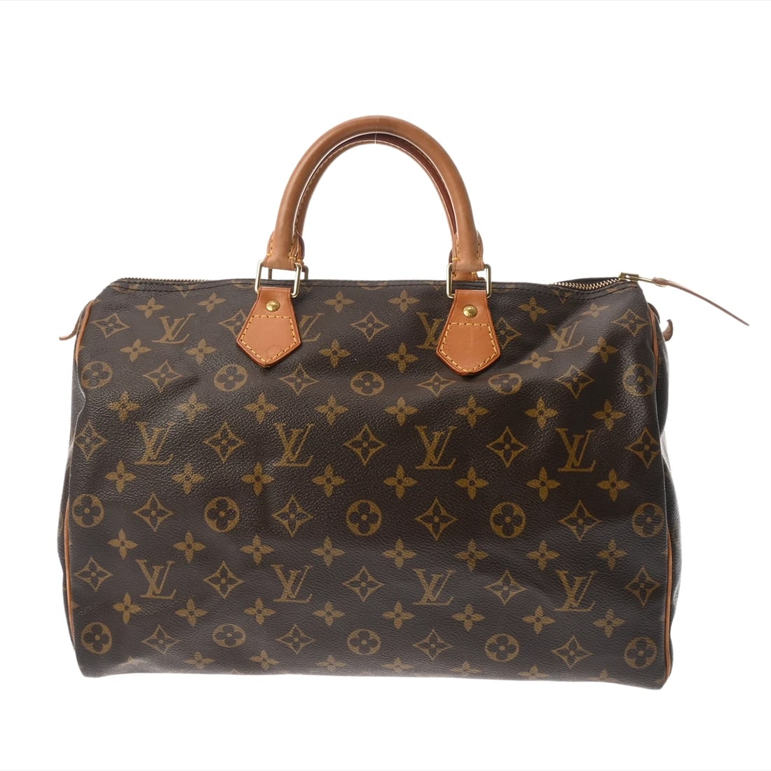 LOUIS VUITTON SPEEDY 35 MONOGRAM CANVAS BROWN HANDBAG: LOUIS VUITTON Speedy 35 Monogram canvas Brown Handbag Brand: LOUIS VUITTON Type/Style: Handbag Material: Monogram canvas Color: Brown Size: H:about 9.1inch W:about 13.8inch D:about 7.1inch Accesso