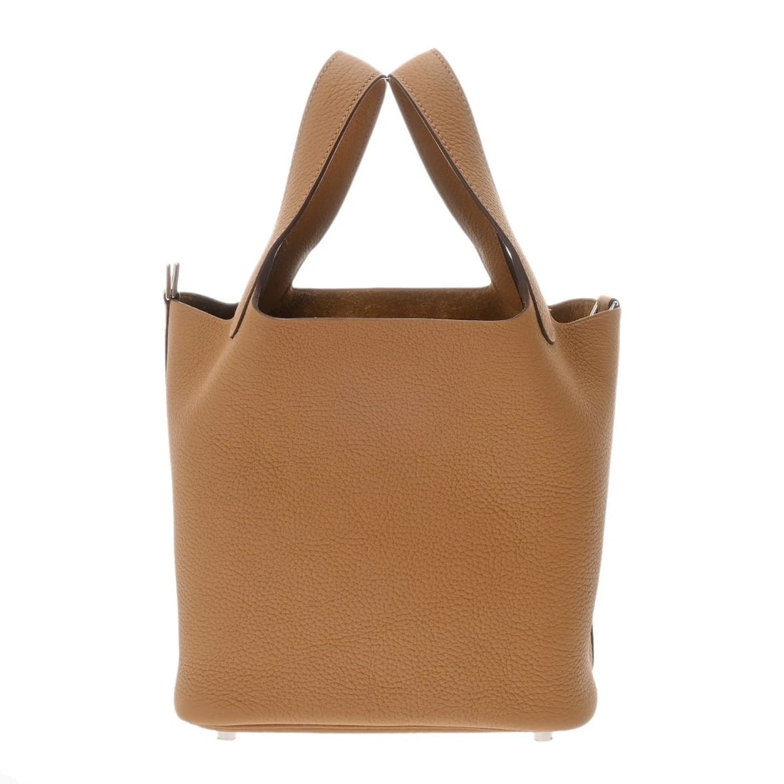 HERMES PICOTIN LOCK PM TAURILLON CLEMENCE BISCUIT HANDBAG: HERMES Picotin Lock PM Taurillon Clemence Biscuit Handbag Brand: HERMES Type/Style: Handbag Material: Taurillon Clemence Color: Biscuit ? SilverMetal Size: H:about 7.5inch W:about 7.1inch D:about