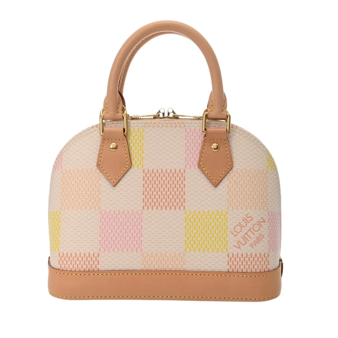LOUIS VUITTON BB 2WAY DAMIER CANVAS PEACH HANDBAG: LOUIS VUITTON BB 2WAY Damier canvas Peach Handbag Brand: LOUIS VUITTON Type/Style: Handbag Material: Damier canvas Color: Peach ? SilverMetal Size: H:about 6.7inch W:about 9.3inch (Bottom) D:about