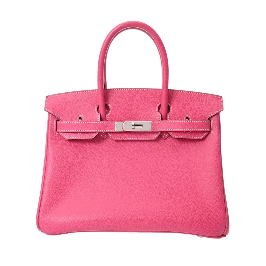 HERMES BIRKIN 30 VEAU EPSOM ROSE TYRIAN / RUBY HANDBAG: HERMES Birkin 30 Veau Epsom Rose Tyrian / Ruby Handbag Brand: HERMES Type/Style: Handbag Material: Veau Epsom Color: Rose Tyrian / Ruby ? SilverMetal Size: H:about 9.4inch W:about 11.8inch D:about