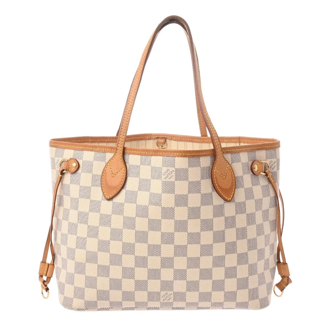 LOUIS VUITTON NEVER FULL PM DAMIER AZUR DAMIER CANVAS WHITE: LOUIS VUITTON Never full PM Damier Azur Damier canvas white Brand: LOUIS VUITTON Type/Style: Tote Bag Material: Damier canvas Color: white Size: H:about 8.7inch W:about 11.4inch D:about 4.9inch