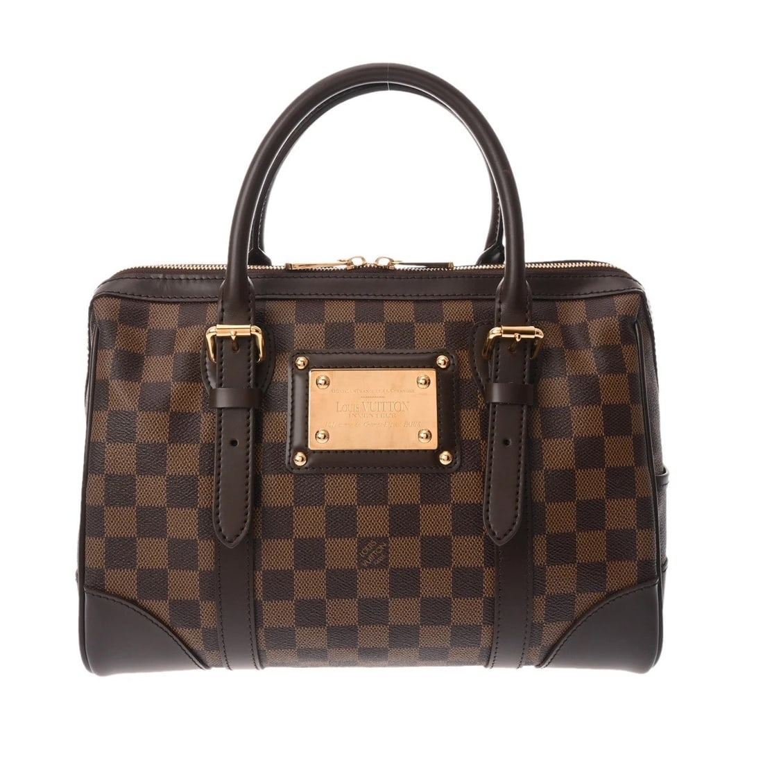 LOUIS VUITTON BERKELEY DAMIER CANVAS BROWN HANDBAG: LOUIS VUITTON Berkeley Damier canvas Brown Handbag Brand: LOUIS VUITTON Type/Style: Handbag Material: Damier canvas Color: Brown ? Gold Metal Size: H:about 8.5inch W:about 12.2inch D:about 7.9inch