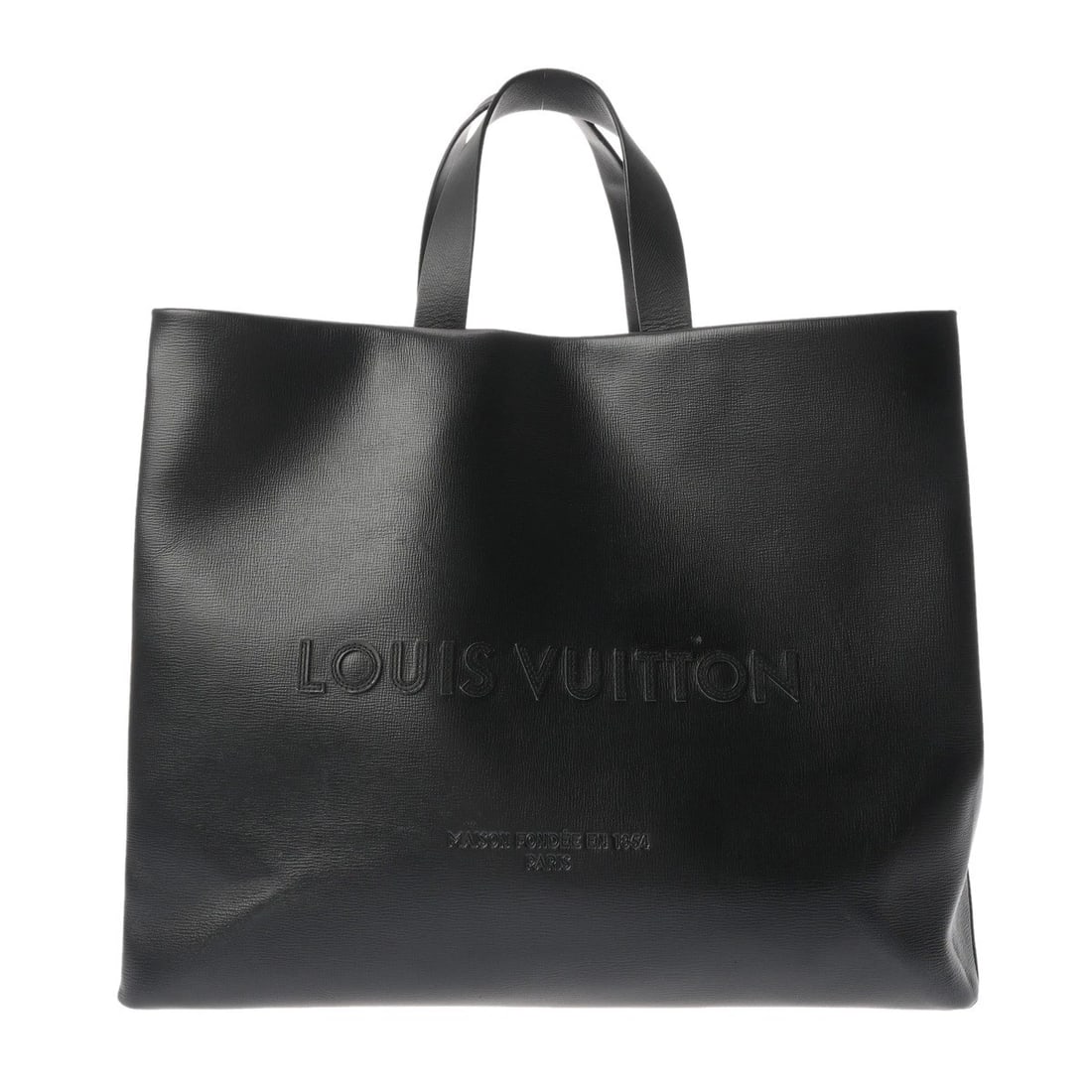 LOUIS VUITTON SHOPPER TOTE MM LV PACKAGING BLACK UNISEX TOTE BAG: LOUIS VUITTON Shopper Tote MM LV Packaging black unisex Tote Bag Brand: LOUIS VUITTON Type/Style: Tote Bag Material: Cowhide leather Color: black Size: H:about 13.0inch W:about 15.7inch D:about 6.3inc
