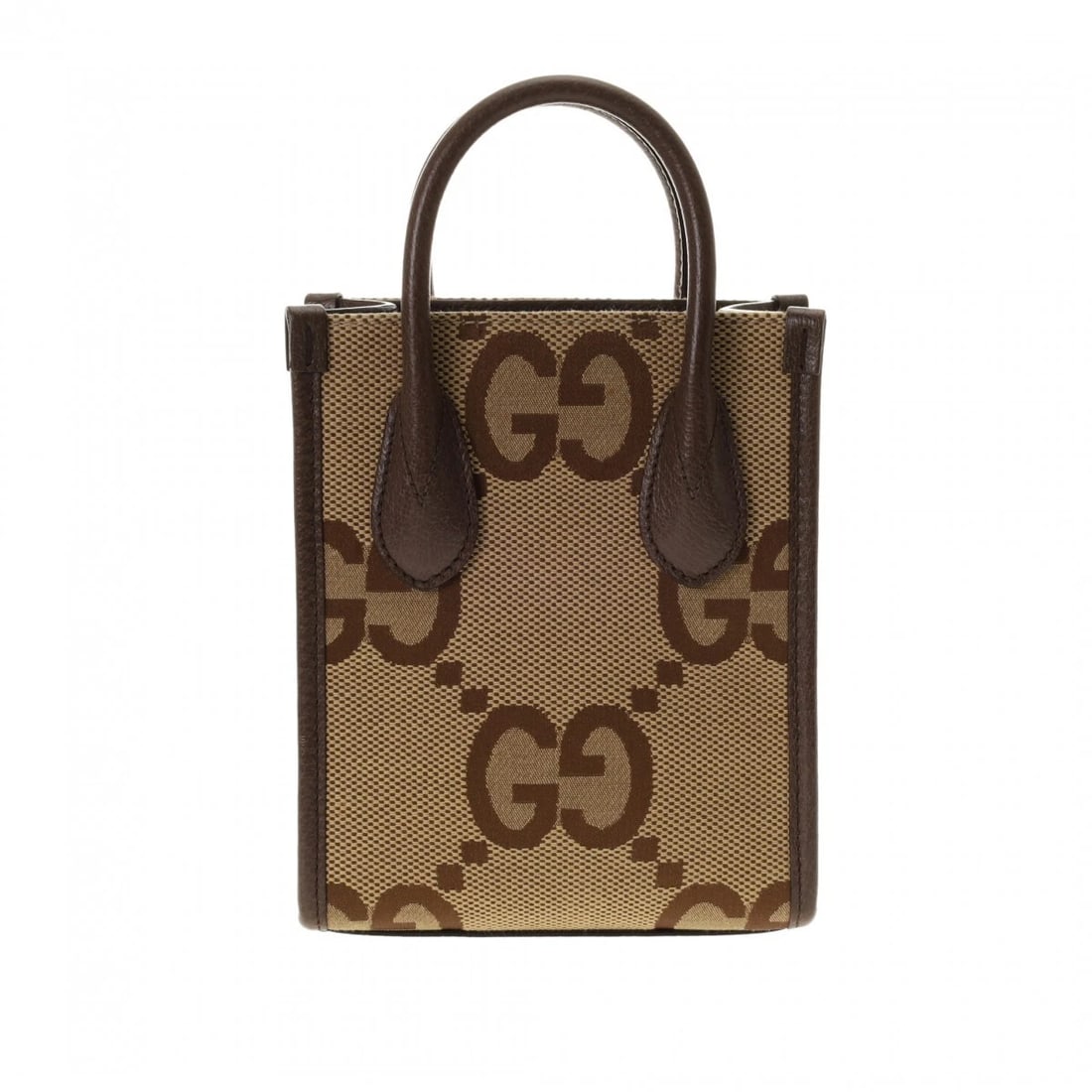 GUCCI MINI TOTE BAG 2WAY JUMBO GG BEIGE / BROWN TOTE BAG: GUCCI Mini Tote Bag 2WAY Jumbo GG Beige / brown Tote Bag Brand: GUCCI Type/Style: Tote Bag Material: GG canvas / leather Color: Beige / brown Size: H:about 7.7inch W:about 6.3inch (Bottom) D:about