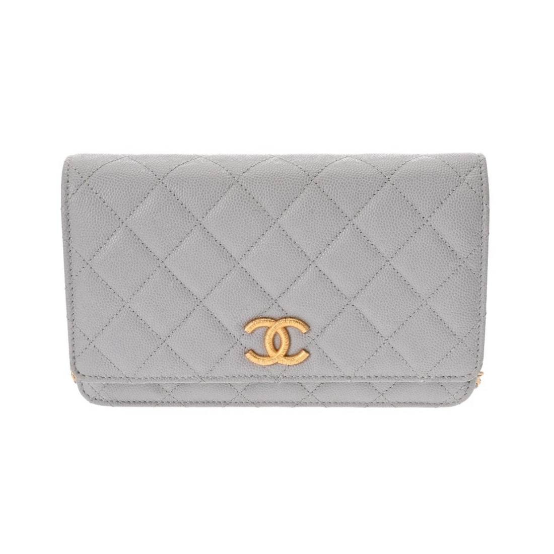 CHANEL CLASSIC CHAIN WALLET MATRASSE GRAY / PURPLE SHOULDER BAG: CHANEL Classic Chain Wallet Matrasse Gray / purple Shoulder Bag Brand: CHANEL Type/Style: Shoulder Bag Material: Grained calfskin Color: Gray / purple ? Gold Metal Size: H:about 4.7inch W:about