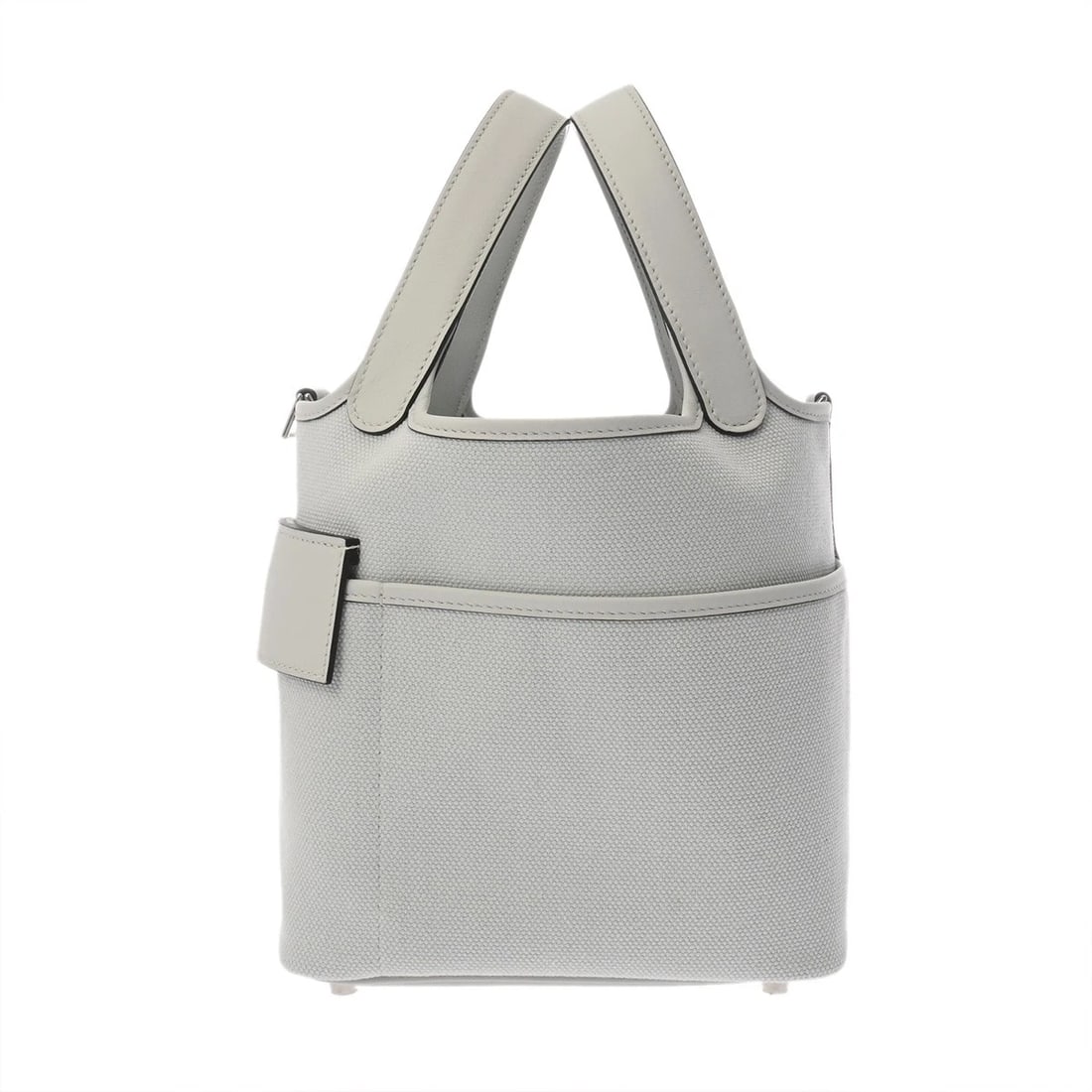 HERMES PICOTIN LOCK PM TOILE GOELAND/VAUX PLATINUM HANDBAG: HERMES Picotin Lock PM Toile Goeland/Vaux Platinum Handbag Brand: HERMES Type/Style: Handbag Material: Toile Goeland/Vaux Swift Color: Gri Platinum ? SilverMetal Size: H:about 7.5inch W:about 7.1inch