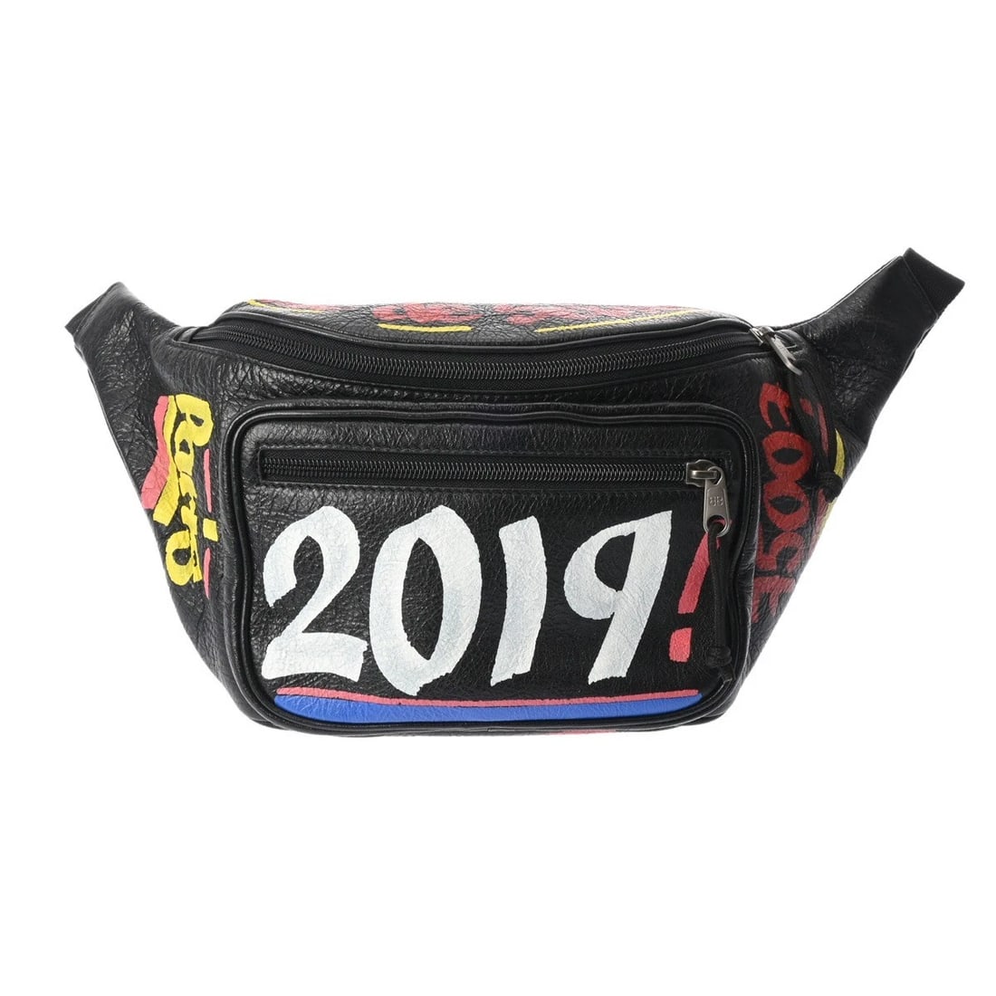 BALENCIAGA EXPLORER GRAFFITI BELT BAG LEATHER BLACK: BALENCIAGA Explorer Graffiti Belt Bag leather black Brand: BALENCIAGA Type/Style: body bag Material: leather Color: black ? SilverMetal Size: H:about 7.5inch W:about 8.7inch Bottom D:about 3.1inch top