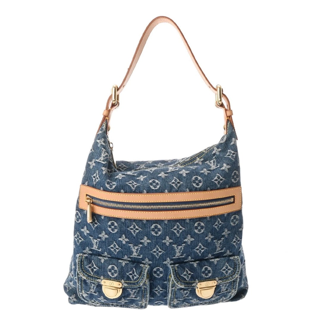 LOUIS VUITTON GM 2WAY MONOGRAM DENIM BLUE SHOULDER BAG: LOUIS VUITTON GM 2WAY Monogram denim blue Shoulder Bag Brand: LOUIS VUITTON Type/Style: Shoulder Bag Material: denim Color: blue Size: H:about 12.2inch W:about 13.0inch (Bottom) D:about 3.9inch Ac