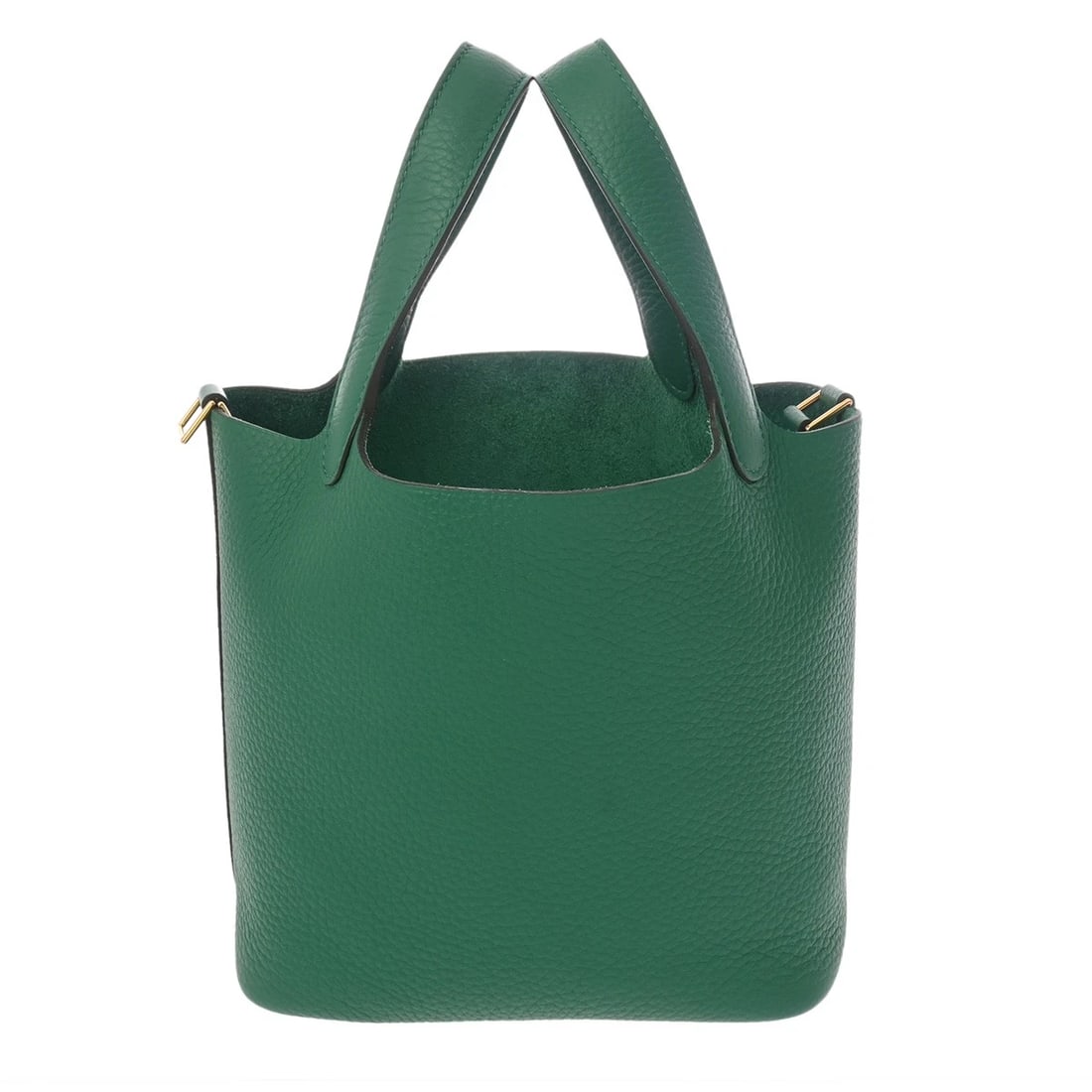 HERMES PICOTIN LOCK PM TAURILLON CLEMENCE VERT VERTIGO HANDBAG: HERMES Picotin Lock PM Taurillon Clemence Vert Vertigo Handbag Brand: HERMES Type/Style: Handbag Material: Taurillon Clemence Color: Vert Vertigo ? Gold Metal Size: H:about 7.3inch W:about 7.1inch D:a