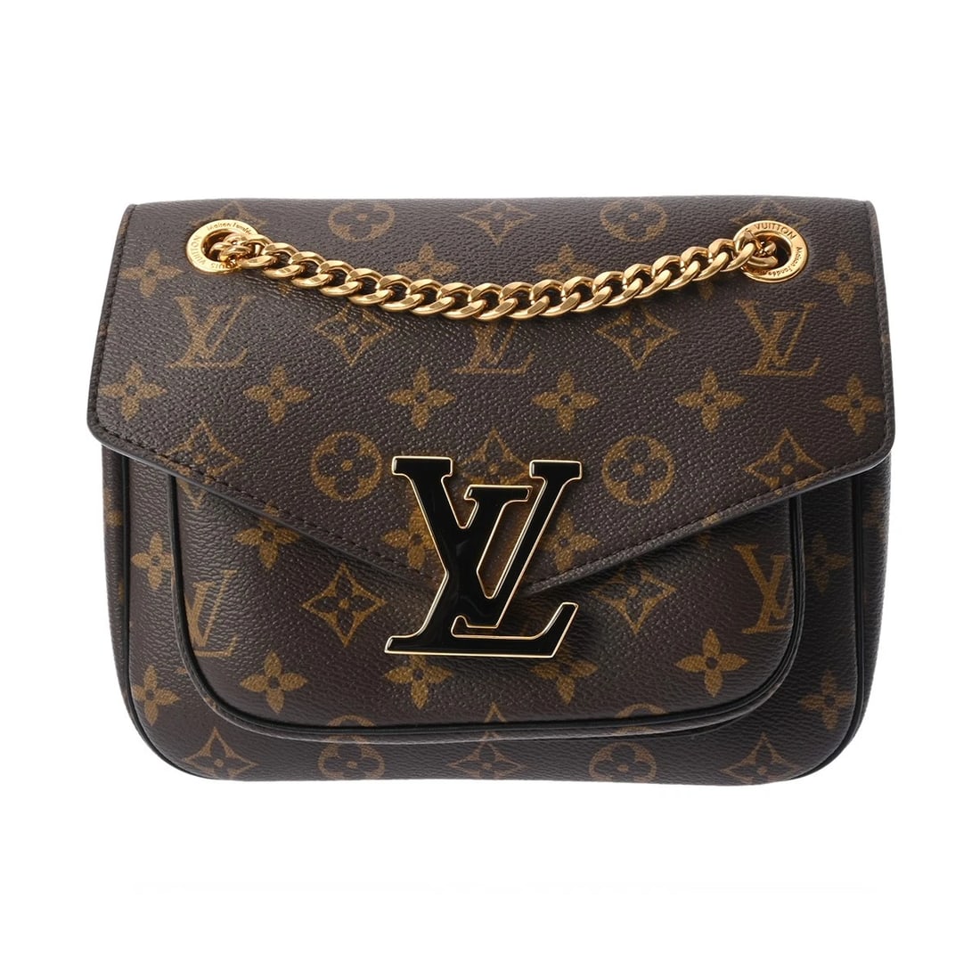 LOUIS VUITTON PASSY CHAINSHOULDER MONOGRAM CANVAS BROWN: LOUIS VUITTON Passy ChainShoulder Monogram canvas Brown Brand: LOUIS VUITTON Type/Style: Shoulder Bag Material: Monogram canvas Color: Brown / Black Size: H:about 6.9inch W:about 8.7inch D:about 3.1in