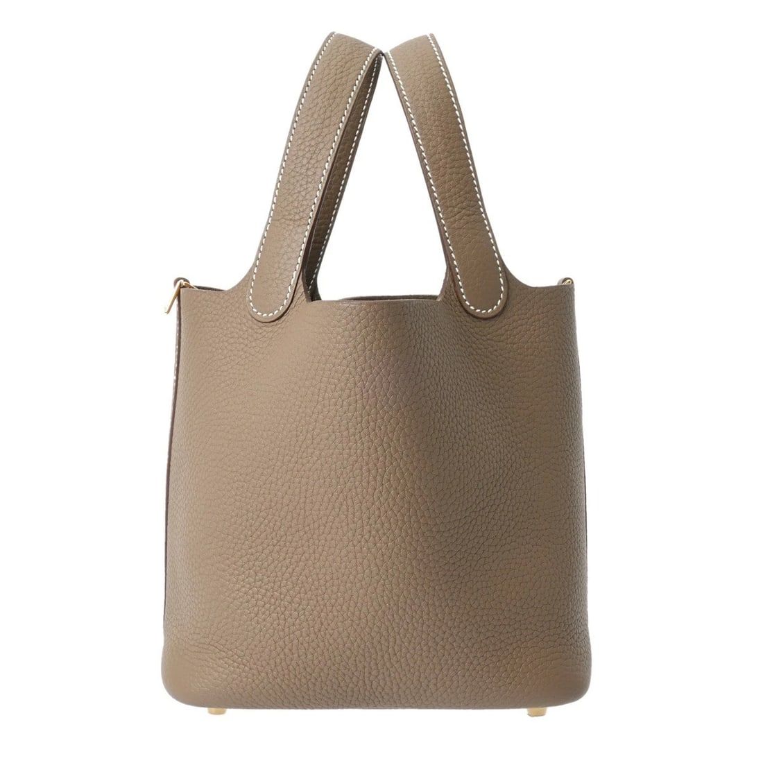 HERMES PICOTIN LOCK PM TAURILLON CLEMENCE ETOPE HANDBAG: HERMES Picotin Lock PM Taurillon Clemence Etope Handbag Brand: HERMES Type/Style: Handbag Material: Taurillon Clemence Color: Etope ? Gold Metal Size: H:about 7.5inch W:about 7.1inch D:about 5.1inch