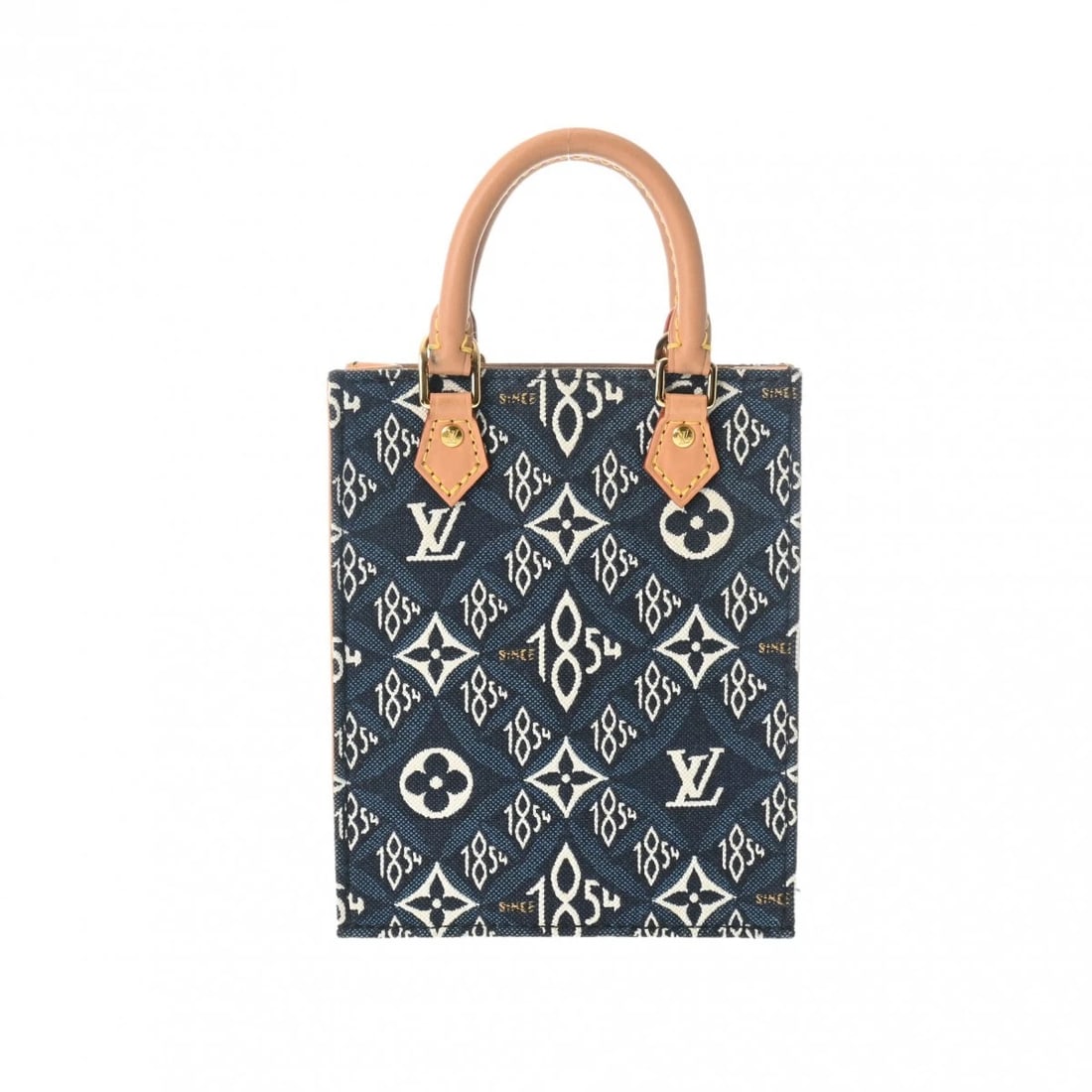 LOUIS VUITTON PETITE SAC PLAT 2WAY MONOGRAM JACQUARD: LOUIS VUITTON Petite Sac Plat 2WAY Monogram Jacquard Brand: LOUIS VUITTON Type/Style: Handbag Material: Jacquard canvas Color: blue Size: H:about 6.7inch W:about 5.5inch D:about 1.8inch Accessories: