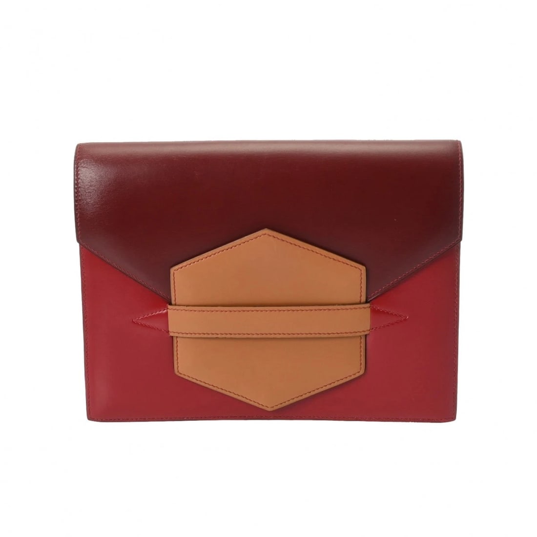 HERMES NATURAL UNISEX CLUTCH BAG: HERMES Natural unisex Clutch bag Brand: HERMES Type/Style: Clutch bag Material: Box scarf Color: Rouge Ash / RougeVif / Natural Size: H:about 7.3inch W:about 9.3inch (Bottom) D:about 1.6inch (Bottom) 