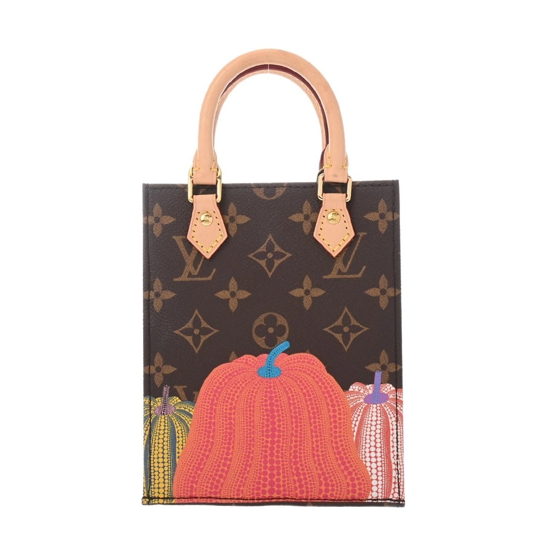 LOUIS VUITTON LVXYK PETITE SAC PLAT MONOGRAM PUMPKIN MONOGRAM: LOUIS VUITTON LVxYK Petite Sac Plat Monogram Pumpkin Monogram Brand: LOUIS VUITTON Type/Style: Handbag Material: Monogram canvas Color: Brown Size: H:about 6.7inch W:about 5.3inch D:about 2.0inch