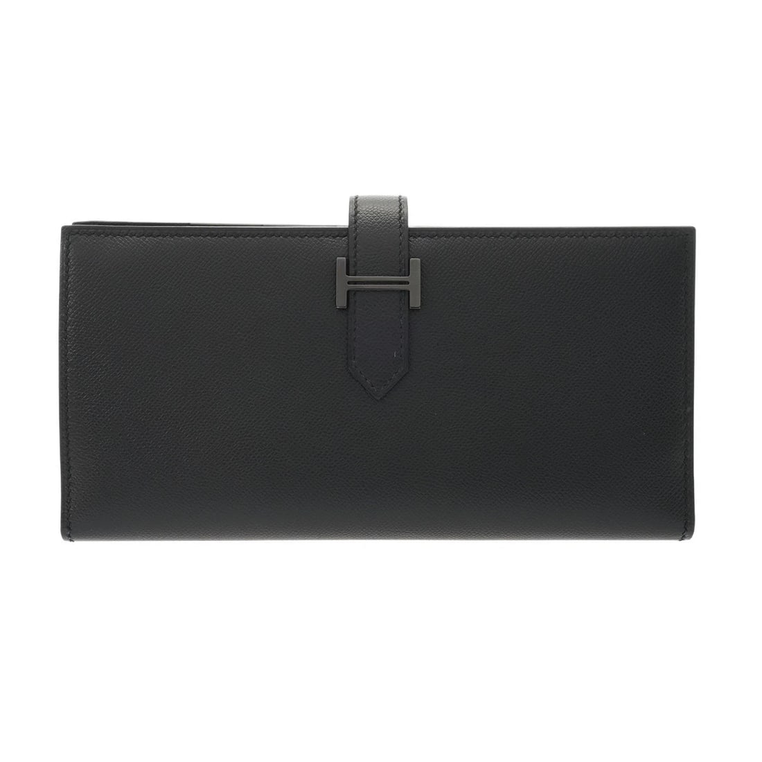 HERMES BEARN SOUFFLE MONOCHROME BLACK UNISEX PURSE: HERMES Bearn Souffle Monochrome black unisex Purse Brand: HERMES Type/Style: Purse Material: Vaugham Color: black ? SilverMetal Size: H:about 3.5inch W:about 6.9inch Accessories: None Accessories