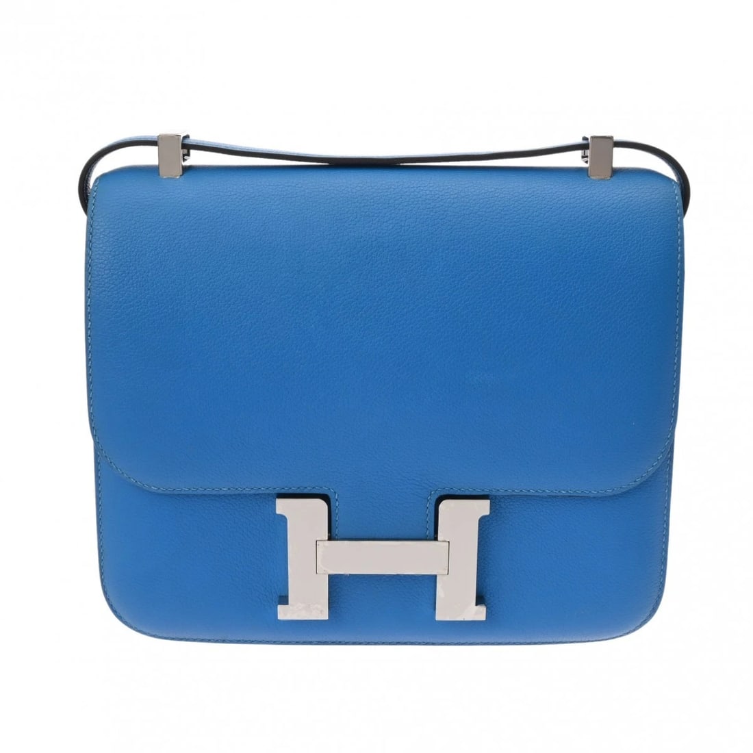 HERMES CONSTANCE 24 EVERCOLOR BLUE SHOULDER BAG: HERMES Constance 24 Evercolor Blue Shoulder Bag Brand: HERMES Type/Style: Shoulder Bag Material: Evercolor Color: Blue Zanzibar ? SilverMetal Size: H:about 7.5inch W:about 9.1inch D:about 2.0inch