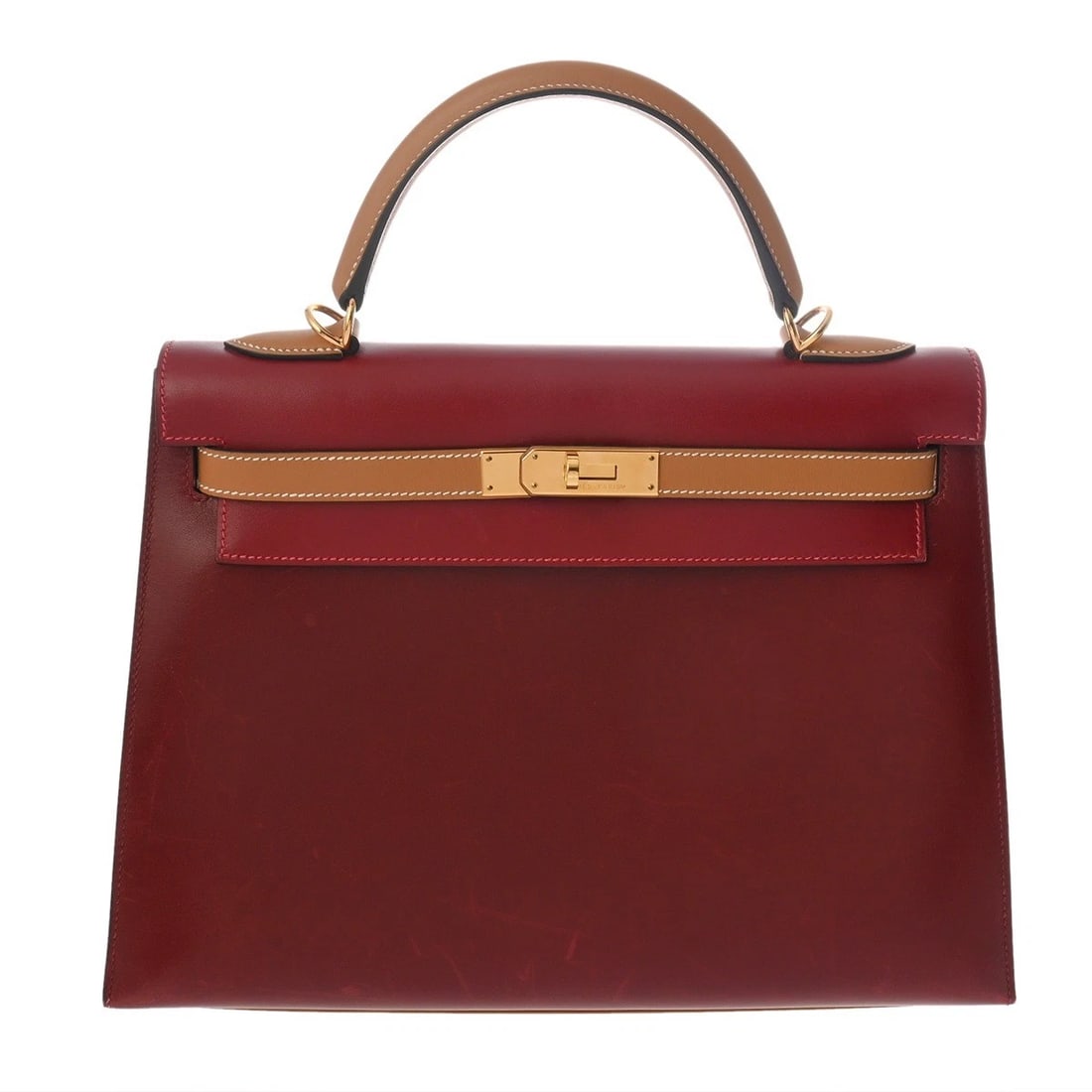 HERMES KELLY 32 OUTSIDE SEWING BOX SCARF ROUGEVIF/ROUGE ASH/NATURAL (1 of 6)