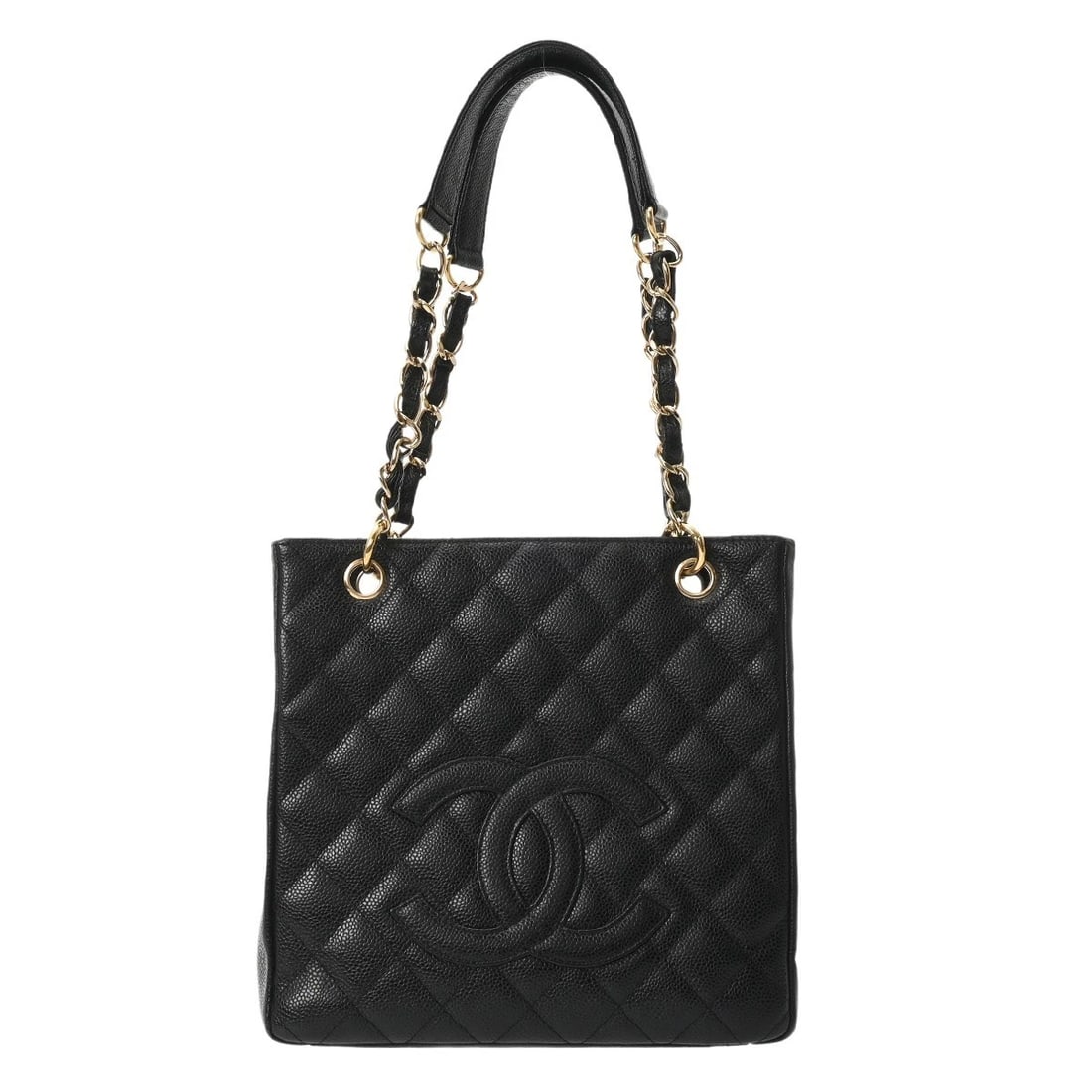 CHANEL PST MATRASSE CAVIARSKIN BLACK TOTE BAG: CHANEL PST Matrasse Caviarskin black Tote Bag Brand: CHANEL Type/Style: Tote Bag Material: Caviarskin Color: black ? Gold Metal Size: H:about 9.4inch W:about 9.8inch (maximum) D:about 3.5inch