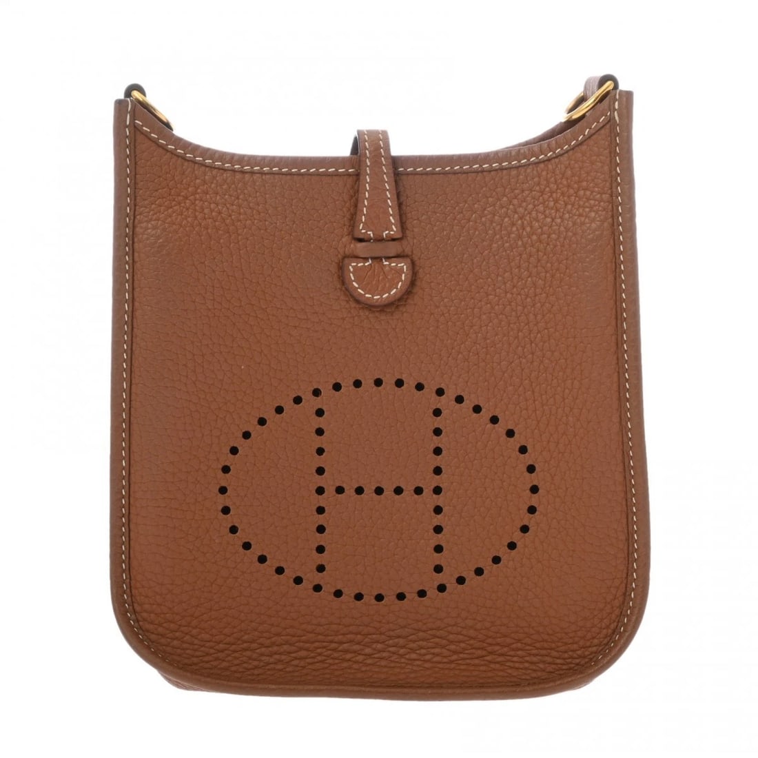 HERMES EVELYN TPM TAURILLON CLEMENCE GOLD SHOULDER BAG: HERMES Evelyn TPM Taurillon Clemence gold Shoulder Bag Brand: HERMES Type/Style: Shoulder Bag Material: Taurillon Clemence Color: gold ? Gold Metal Size: H:about 7.1inch (Center) W:about 6.7inch
