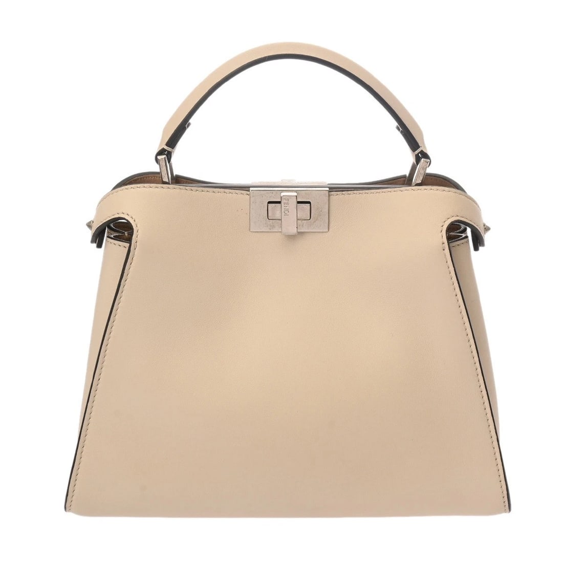 FENDI PEEKABOO ESSENTIALS CALF LEATHER IVORY HANDBAG (1 of 6)
