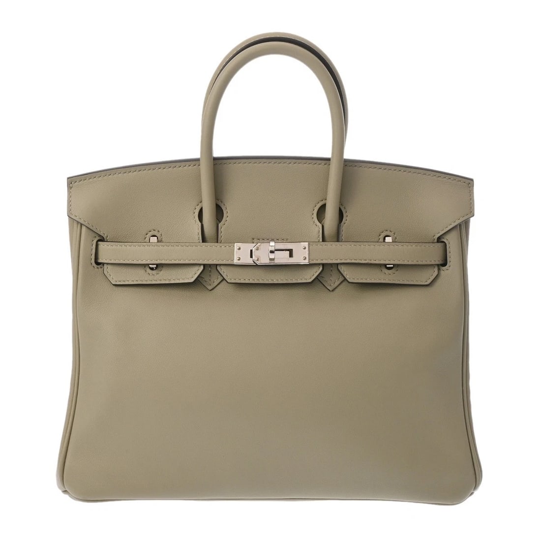 HERMES BIRKIN 25 VAUX SWIFT SAGE HANDBAG: HERMES Birkin 25 Vaux Swift Sage Handbag Brand: HERMES Type/Style: Handbag Material: Vaux Swift Color: Sage ? SilverMetal Size: H:about 8.1inch (Center) W:about 9.8inch (Bottom) D:about 5.3inch