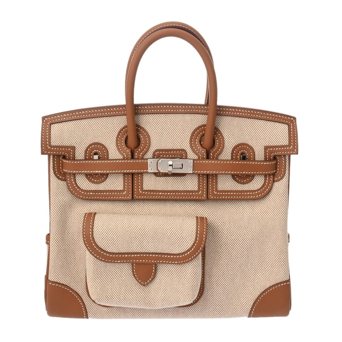HERMES BIRKIN 25 CARGO TOILE GOELAND/VAUX SWIFT ECRU/GOLD HANDBAG: HERMES Birkin 25 Cargo Toile Goeland/Vaux Swift Ecru/Gold Handbag Brand: HERMES Type/Style: Handbag Material: Toile Goeland/Vaux Swift Color: Ecru/Gold ? SilverMetal Size: H:about 7.9inch W:about