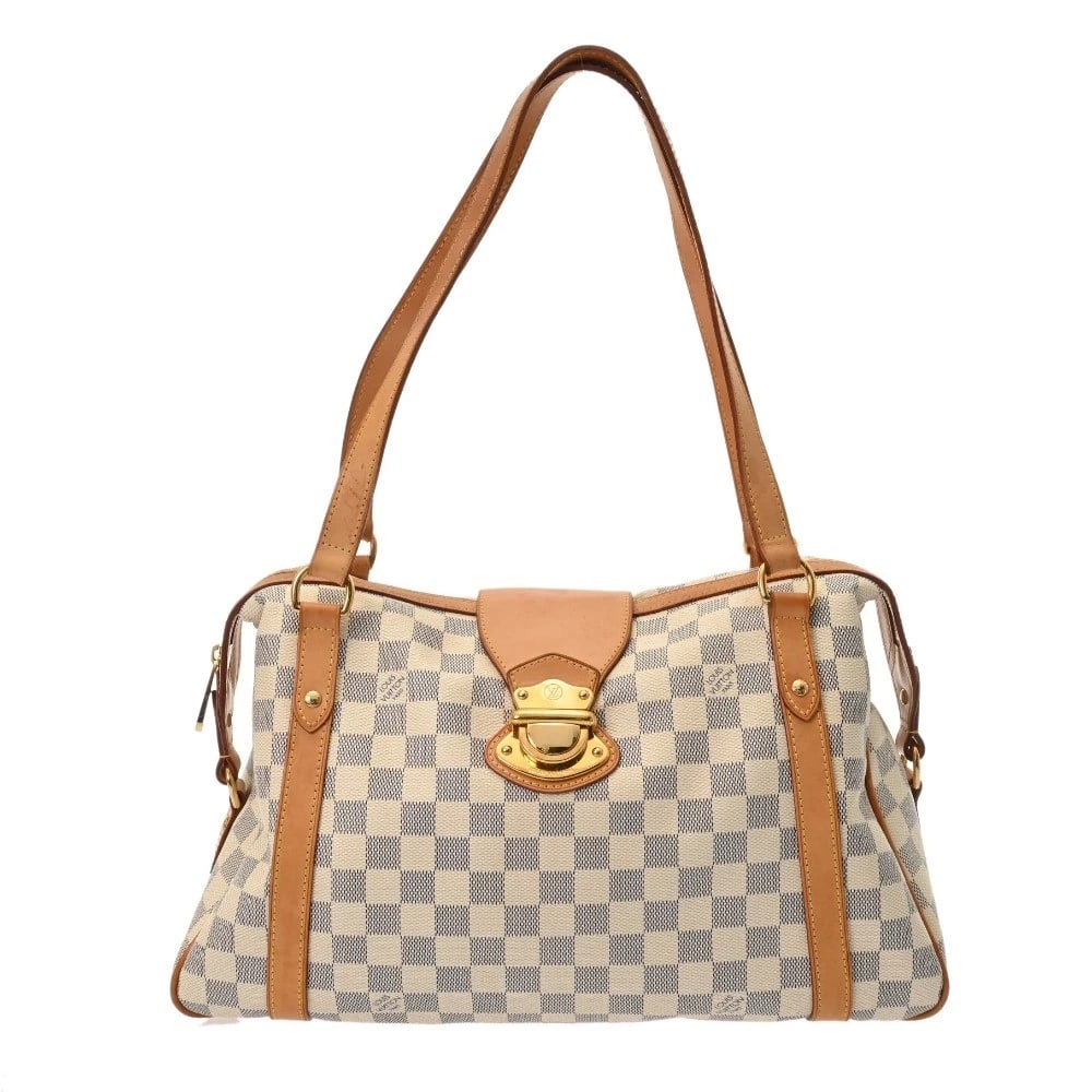 LOUIS VUITTON STRESA PM AZUR DAMIER AZUR CANVAS: LOUIS VUITTON Stresa PM Azur Damier Azur Canvas Brand: LOUIS VUITTON Type/Style: Shoulder Bag Material: Damier Azur Canvas Color: white ? Gold Metal Size: H:about 11.0inch W:about 15.0inch D:about