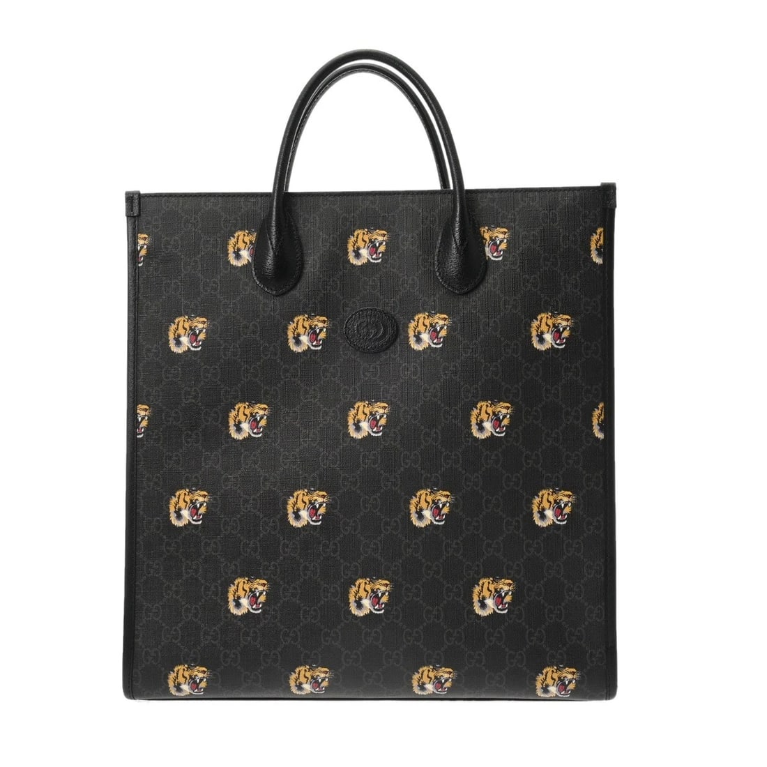 GUCCI MEDIUM TOTE BAG BLACK TOTE BAG: GUCCI Medium Tote Bag black Tote Bag Brand: GUCCI Type/Style: Tote Bag Material: GG Supreme canvas/leather Color: black ? SilverMetal Size: H:about 15.0inch W:about 14.2inch D:about 4.7inch