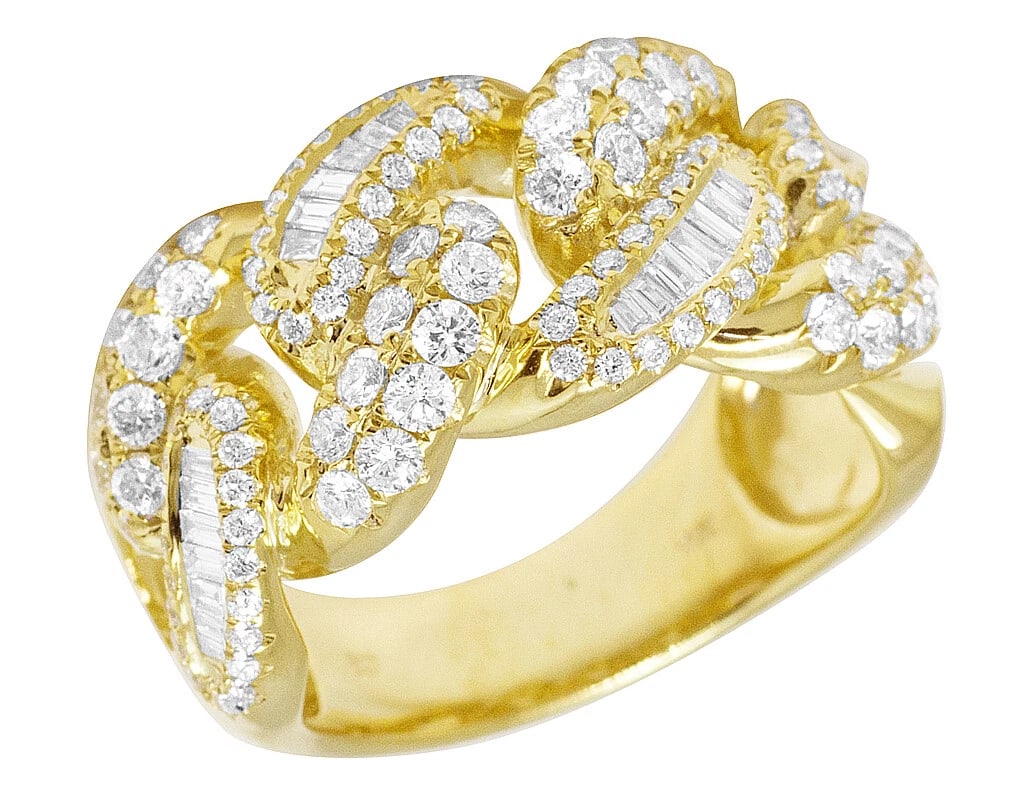 10K YELLOW GOLD BAGUETTE DIAMOND CUBAN RING (1 of 5)